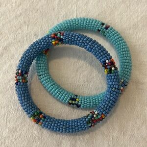 2 beaded bangle bracelets